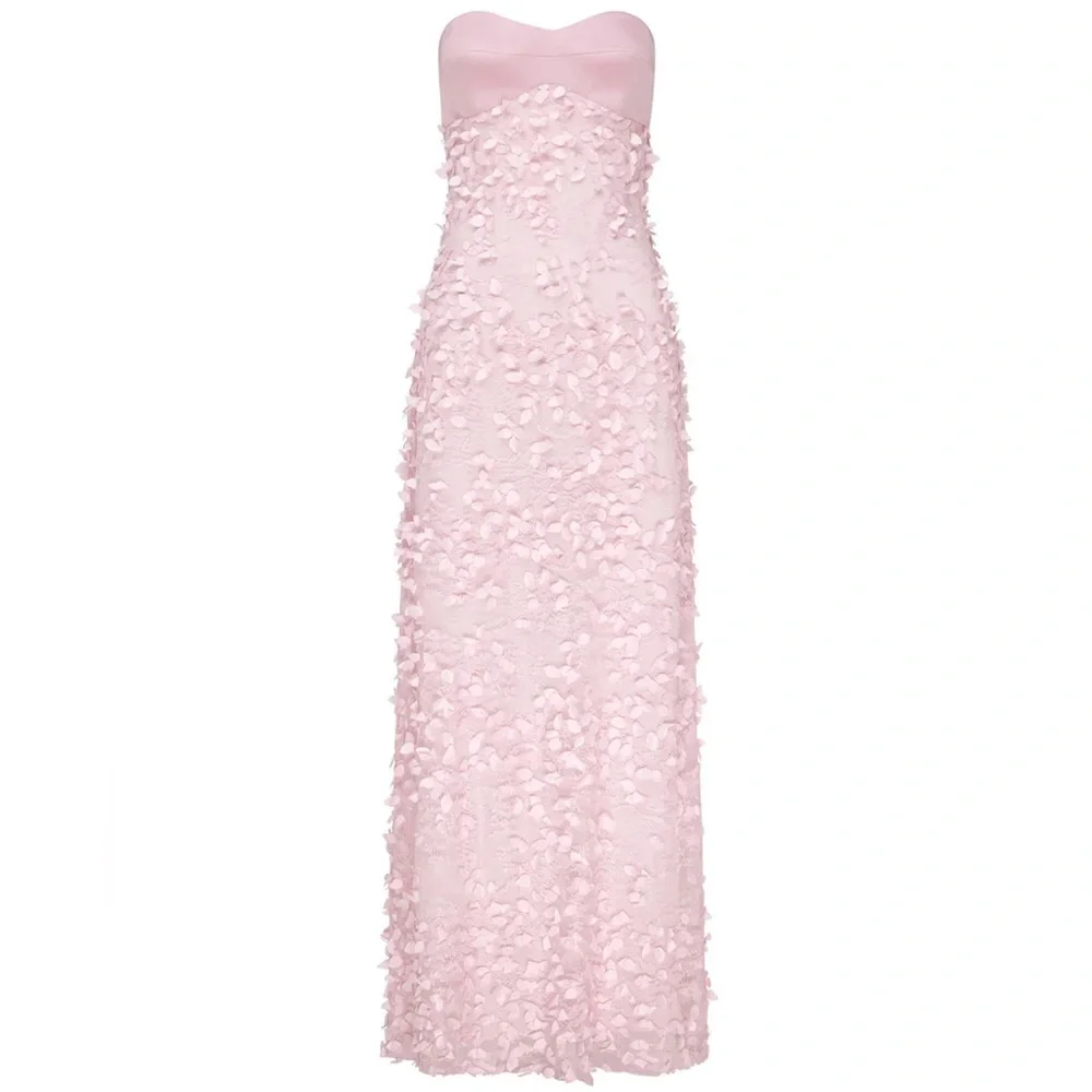 Manning Cartell Blush Pink Strapless Appliqué Gown - Picture 2 of 14